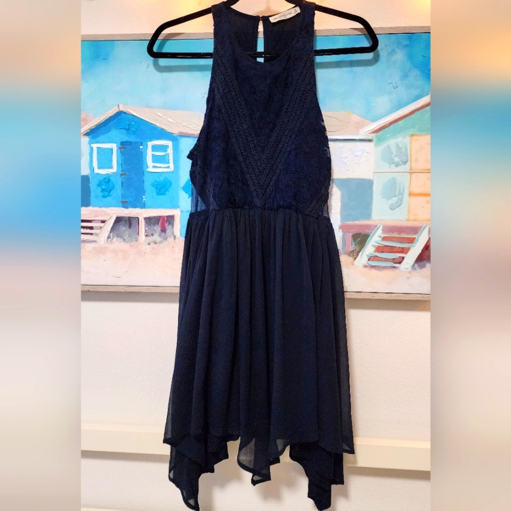 Abercrombie & Fitch Dress Size Medium Navy  Peekaboo Sheer Sides